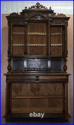 Lovely Hand Carved Solid Oak Dutch Cupboard Ornate Detailing Chest Of Drawers
