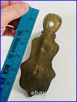 Lrg Antique Brass Victorian Hand Note Holder Clip