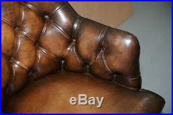 Luxury Hand Dyed Vintage Brown Leather Office Desk Captains Directors Chair