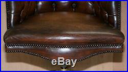 Luxury Hand Dyed Vintage Brown Leather Office Desk Captains Directors Chair