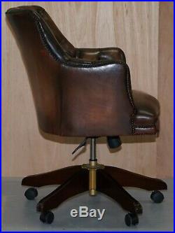 Luxury Hand Dyed Vintage Brown Leather Office Desk Captains Directors Chair