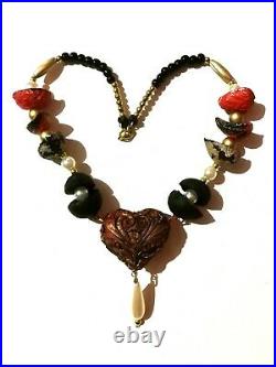 Luxury jewelry necklace vintage style pendant woman antique accessories wood bib