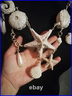 Luxury jewelry necklace vintage style pendant woman antique starfish shell pearl