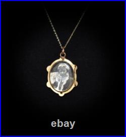 MAGNIFICENT! VERY OLD Antique HAND PAINTED 2 CHERUBS LOCKET with PEARLS