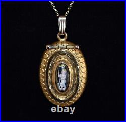 MAGNIFICENT! Victorian ETRUSCAN Hand Painted CHERUB Locket Necklace