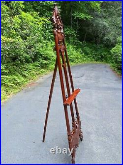 MBW 7' Hand-Carved Mahogany Floor Display Art Easel withVictorian Acanthus Motif