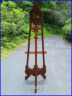 MBW 7' Hand-Carved Mahogany Floor Display Art Easel withVictorian Acanthus Motif