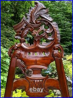 MBW 7' Hand-Carved Mahogany Floor Display Art Easel withVictorian Acanthus Motif