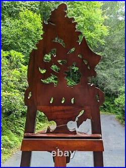 MBW 7' Hand-Carved Mahogany Floor Display Art Easel withVictorian Acanthus Motif