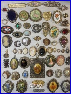 MUST SEE! Antique & Vtg Brooch Pin Pendant Lot Cameos Victorian Portraits &More