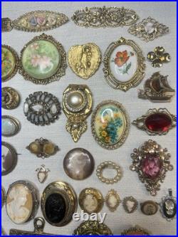 MUST SEE! Antique & Vtg Brooch Pin Pendant Lot Cameos Victorian Portraits &More