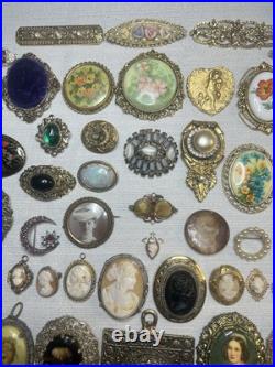 MUST SEE! Antique & Vtg Brooch Pin Pendant Lot Cameos Victorian Portraits &More