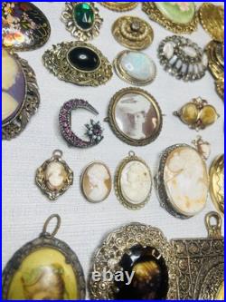 MUST SEE! Antique & Vtg Brooch Pin Pendant Lot Cameos Victorian Portraits &More
