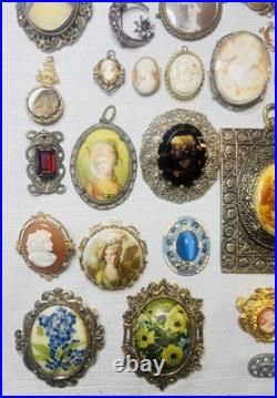 MUST SEE! Antique & Vtg Brooch Pin Pendant Lot Cameos Victorian Portraits &More