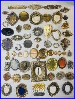 MUST SEE! Antique & Vtg Brooch Pin Pendant Lot Cameos Victorian Portraits &More