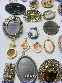 MUST SEE! Antique & Vtg Brooch Pin Pendant Lot Cameos Victorian Portraits &More