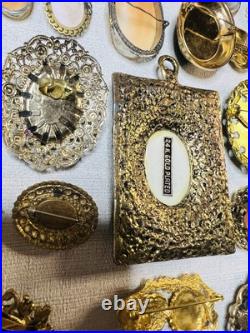MUST SEE! Antique & Vtg Brooch Pin Pendant Lot Cameos Victorian Portraits &More