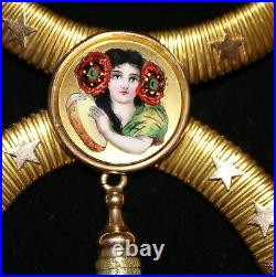 Magnificent 19c French Victorian 18k Hand Painted Enameled Necklace