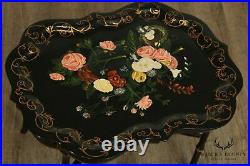 Maitland Smith, Black Lacquer, Hand Painted Tray Top Coffee Table