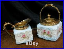 Matching pair Wavecrest creamer & sugar bowl complete hand painted was $975 rare