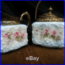 Matching pair Wavecrest creamer & sugar bowl complete hand painted was $975 rare