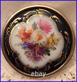 Meissen Porcelain Brooch Victorian Floral Sterling Silver Hand Painted