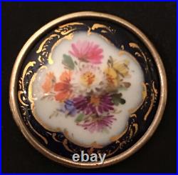 Meissen Porcelain Brooch Victorian Floral Sterling Silver Hand Painted