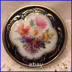 Meissen Porcelain Brooch Victorian Floral Sterling Silver Hand Painted