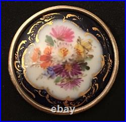 Meissen Porcelain Brooch Victorian Floral Sterling Silver Hand Painted