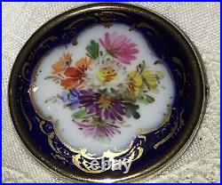 Meissen Porcelain Brooch Victorian Floral Sterling Silver Hand Painted