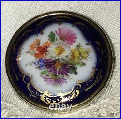 Meissen Porcelain Brooch Victorian Floral Sterling Silver Hand Painted