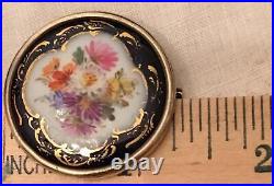 Meissen Porcelain Brooch Victorian Floral Sterling Silver Hand Painted