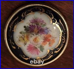 Meissen Porcelain Brooch Victorian Floral Sterling Silver Hand Painted