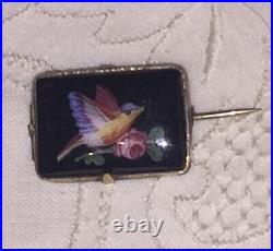 Meissen Porcelain Brooch Victorian Floral Sterling Silver Hand Painted