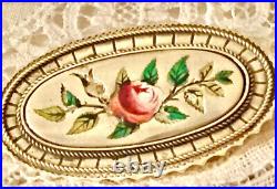 Meissen Porcelain Brooch Victorian Floral Sterling Silver Hand Painted