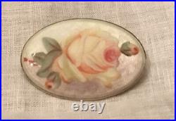 Meissen Porcelain Brooch Victorian Floral Sterling Silver Hand Painted