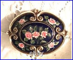 Meissen Porcelain Brooch Victorian Floral Sterling Silver Hand Painted