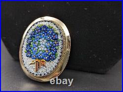 Micromosaic 9k Gold Brooch Forget-Me-Not Pin Italy Grand Tour Pin Only