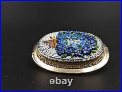 Micromosaic 9k Gold Brooch Forget-Me-Not Pin Italy Grand Tour Pin Only