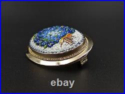 Micromosaic 9k Gold Brooch Forget-Me-Not Pin Italy Grand Tour Pin Only