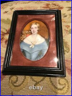 Mid 19th Century Hand Painted Portrait Miniature of A LADY