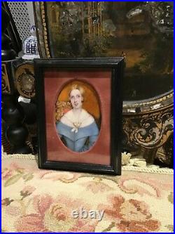 Mid 19th Century Hand Painted Portrait Miniature of A LADY