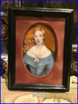 Mid 19th Century Hand Painted Portrait Miniature of A LADY