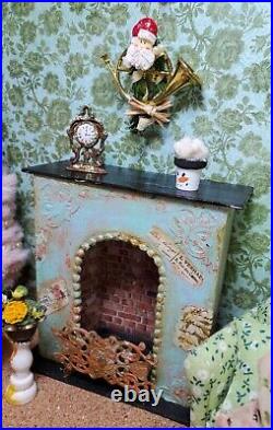 Miniature Dollhouse Furniture Victorian fireplace hand painted 1 inch scale