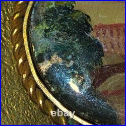 Miniature Painting Landscape Brooch Castle 18th Century Scene Antique Victorian