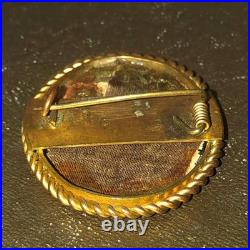 Miniature Painting Landscape Brooch Castle 18th Century Scene Antique Victorian