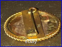 Miniature Painting Landscape Brooch Castle 18th Century Scene Antique Victorian