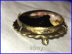 Miniature Portrait Brooch 10k Gold Victorian Cameo Porcelain Queen Louise Antiqu
