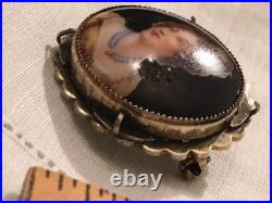 Miniature Portrait Brooch 10k Gold Victorian Cameo Porcelain Queen Louise Antiqu