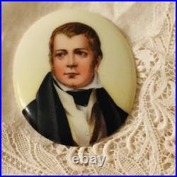 Miniature Portrait Brooch Antique Victorian Swiss Enamel Gold Beidemier Cameo